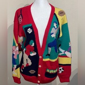 Traditional Trading Co Women’s S Vintage Sports Cardigan Sweater 90s Novelty